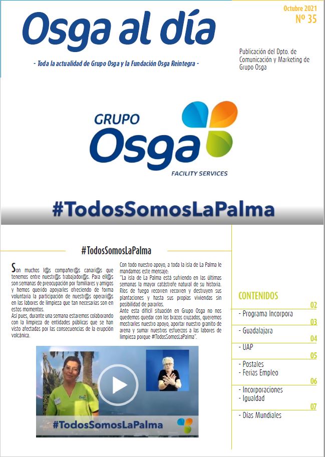 OSGA AL DÍA, toda la información del Grupo Osga y la Fundación Osga Reintegra Nº35